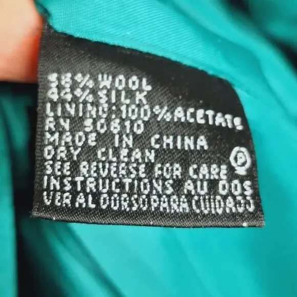 Vintage Albert Nipon Skirt Suit Wool Silk 8 Emerald Green Jackie O Classic 60s - Picture 4 of 16